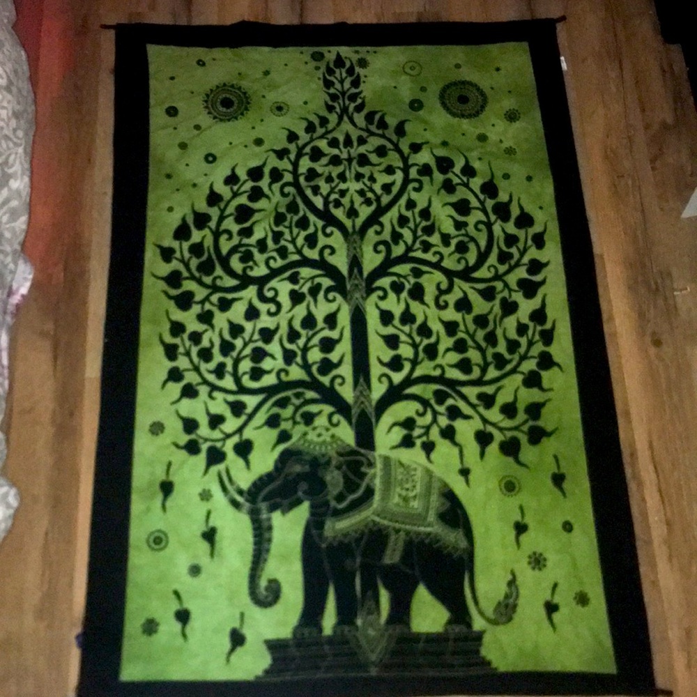Green Elephant Tapestry